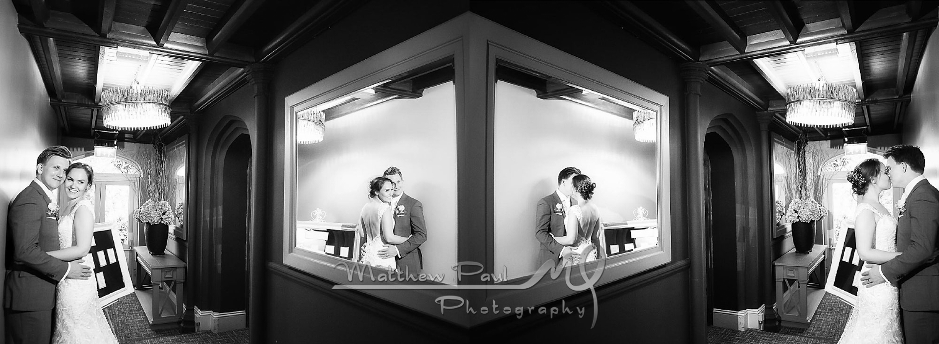 Nutfield Priory, bride and groom reflections